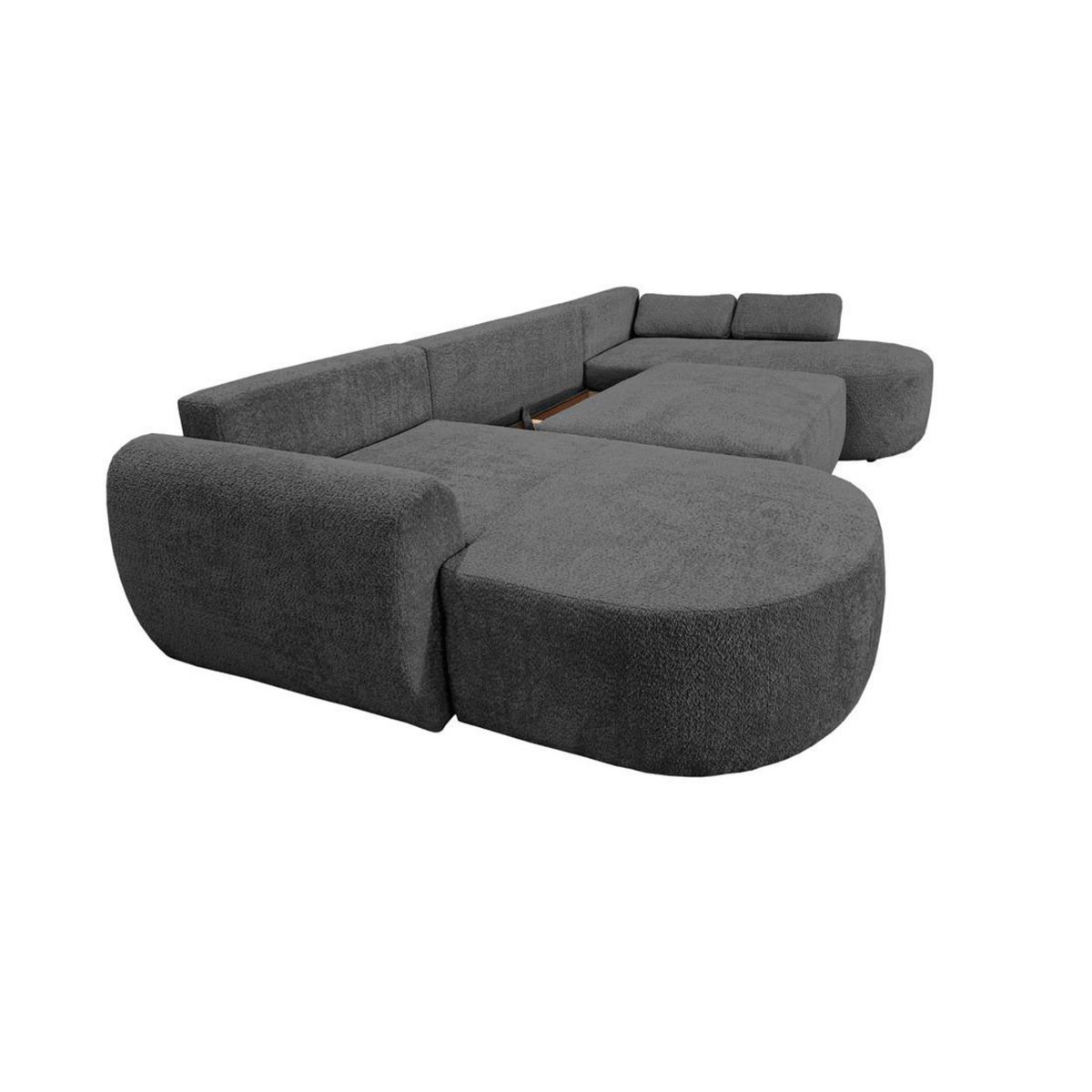 BEST MOBILIER Mahina - canapé panoramique en u 7 places - convertible avec coffre - en tissu bouclette