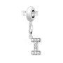 SC CRYSTAL Charm perle SC Crystal en acier avec pendentif lettre I ornée de Cristaux scintillants
