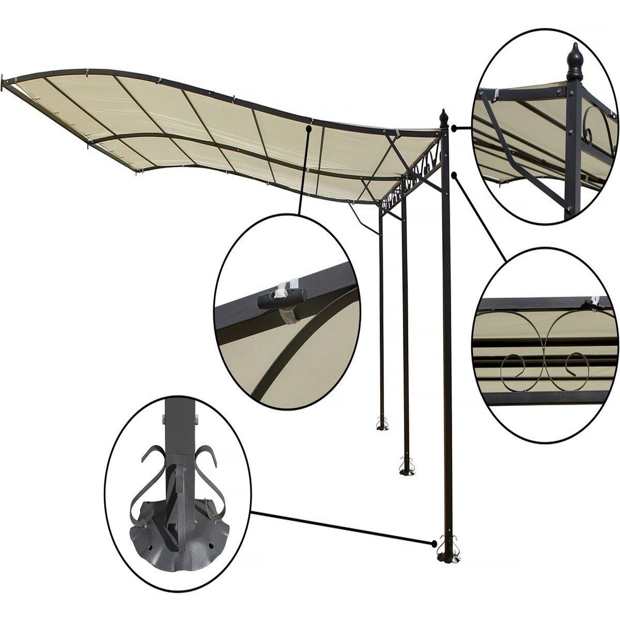 Voir la diapositive 4 : Habitat et Jardin Pergola tonnelle adossée en métal - 3 x 4 m - beige