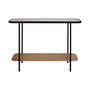 Voir la diapositive 4 : SWEEEK Console vintage en métal noir avec 2 plateaux (verre et décor bois). bords arrondis