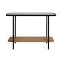 Voir la diapositive 4 : SWEEEK Console vintage en métal noir avec 2 plateaux (verre et décor bois). bords arrondis