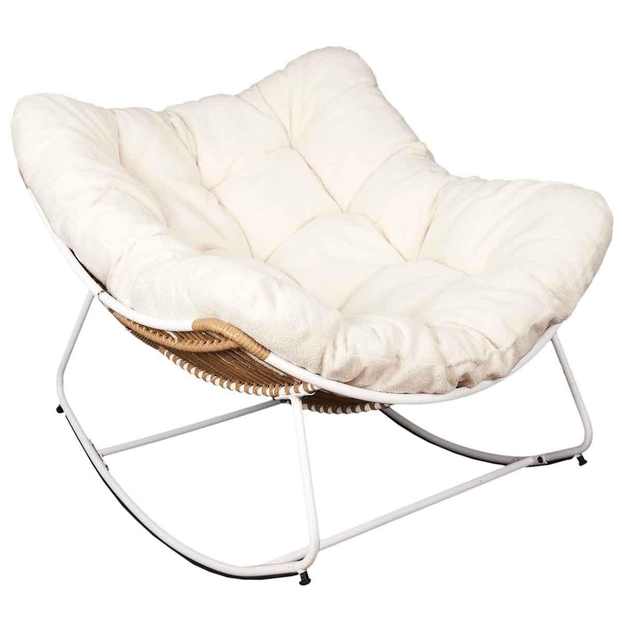The Home Deco Factory Fauteuil Design  Odin  110cm Naturel & Blanc