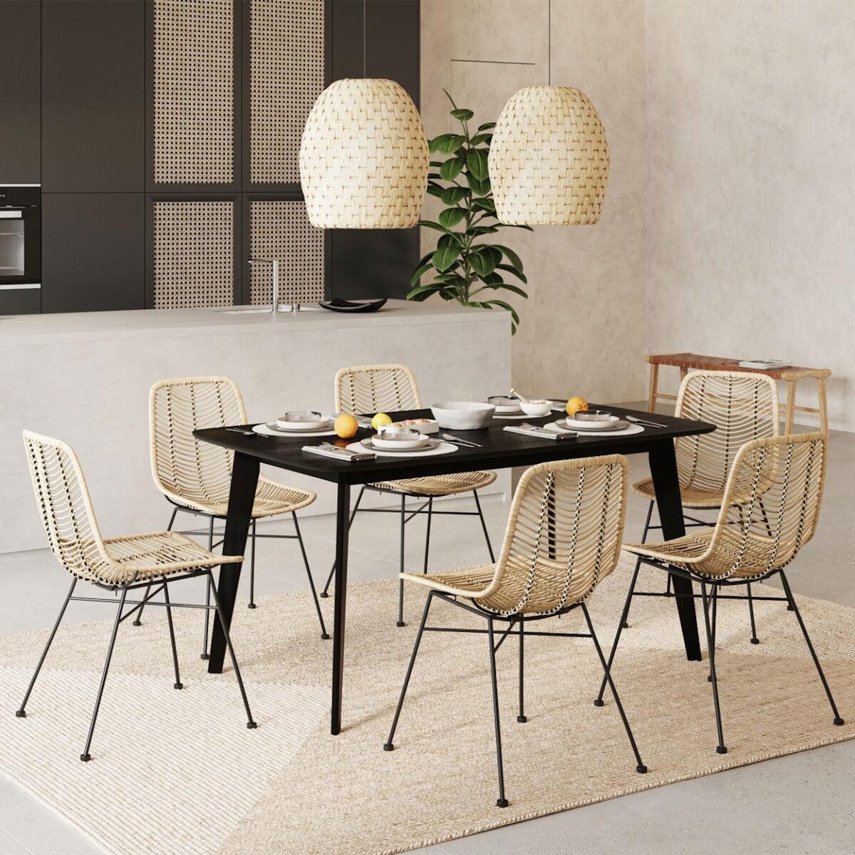 Rendez vous déco Table rectangulaire 6 personnes en bois clair 150 cm - Oman