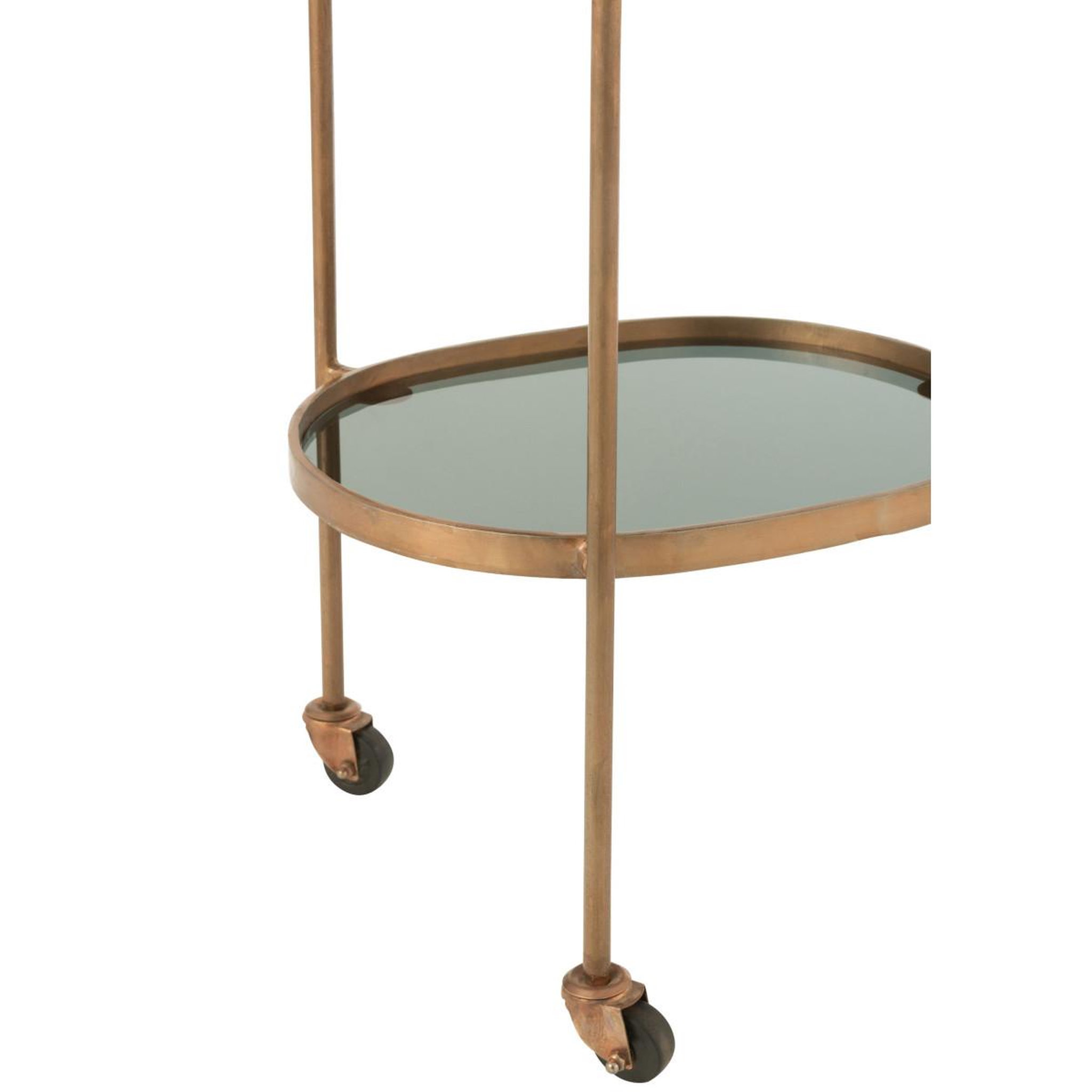 Voir la diapositive 4 : J-LINE Desserte de cuisine en métal  2 niveaux  84cm bronze