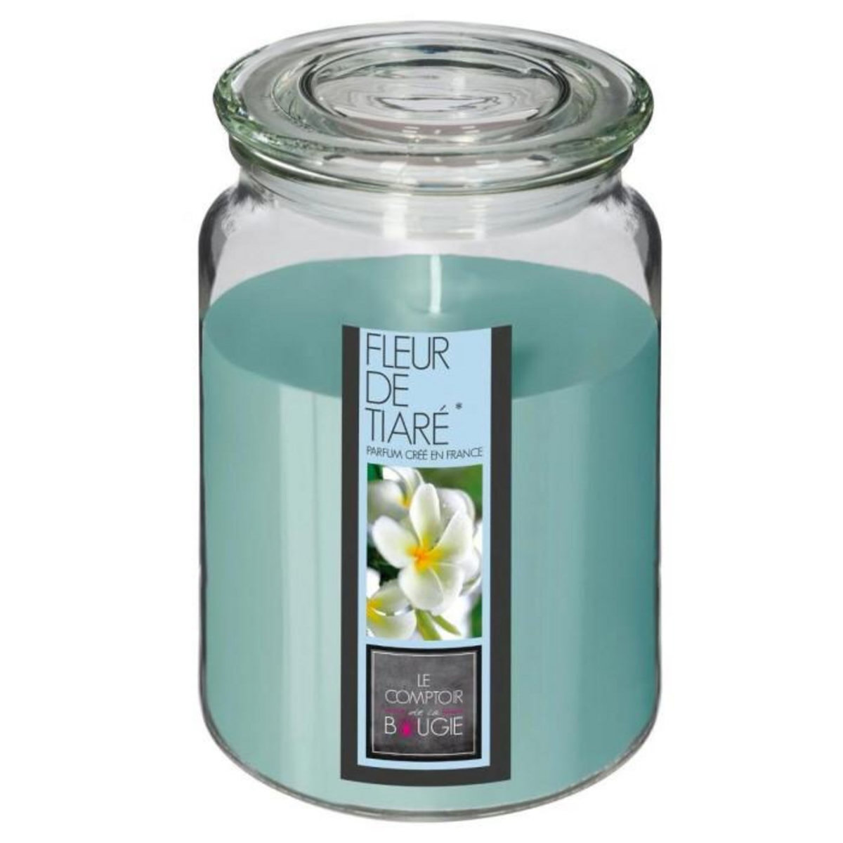 COMPTOIR DE LA BOUGIE Bougie Parfumée en Verre  Couvercle  510g Fleur Tiaré