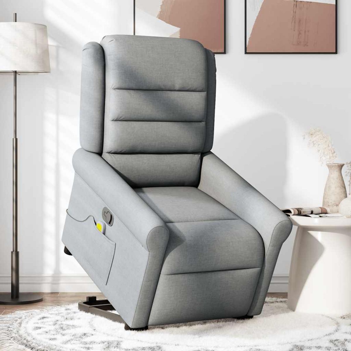 VIDAXL Fauteuil de massage inclinable Gris clair Tissu