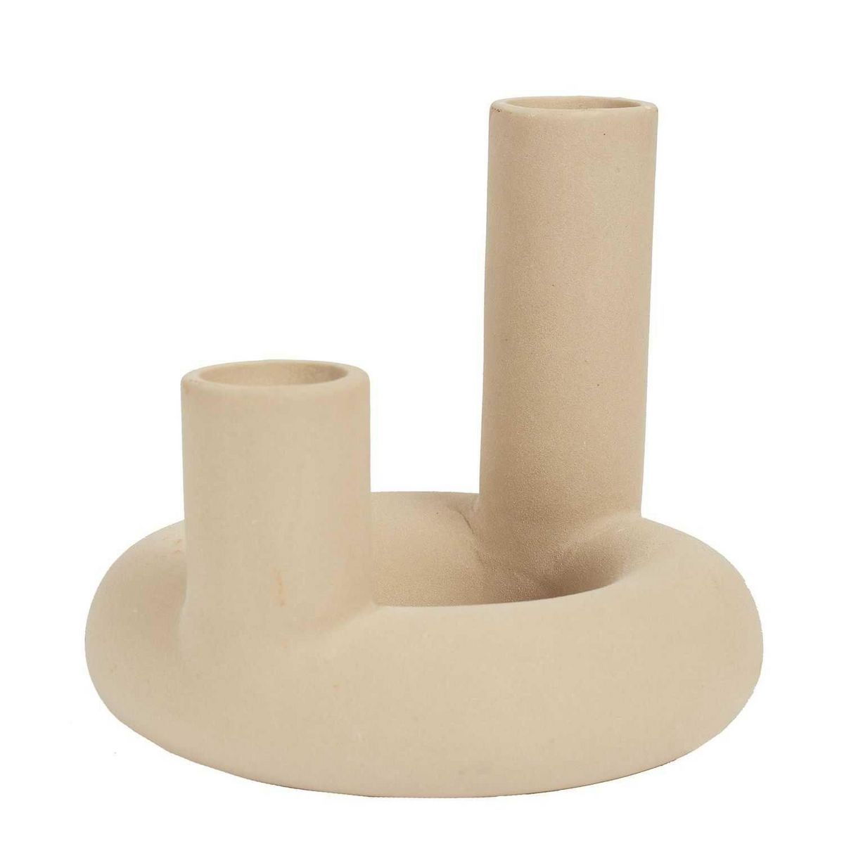 TOILINUX Vase en céramique 2 tube Arty Nude Diam. 16cm - Beige