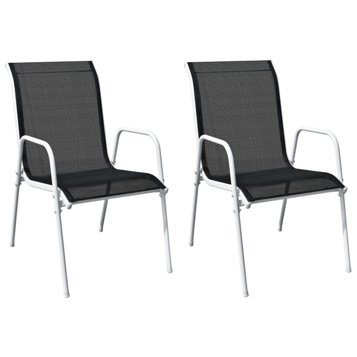 VIDAXL Chaises empilables de jardin lot de 2 Acier et textilene Noir