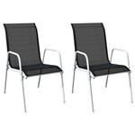 VIDAXL Chaises empilables de jardin lot de 2 Acier et textilene Noir