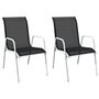 Voir la diapositive 1 : VIDAXL Chaises empilables de jardin lot de 2 Acier et textilene Noir