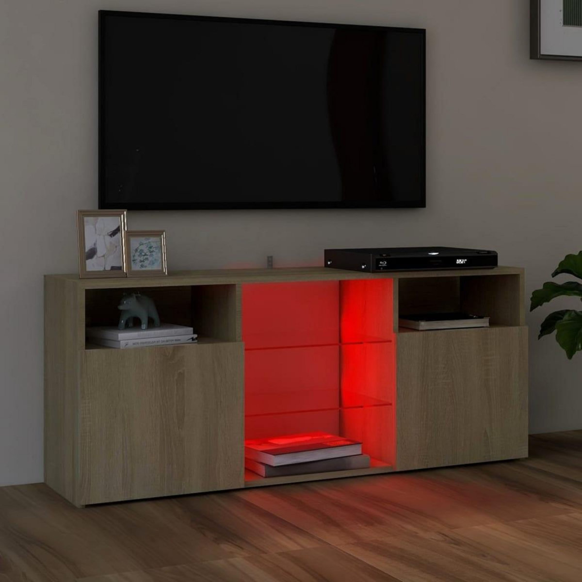 VIDAXL Meuble TV avec lumieres LED chene sonoma 120x30x50 cm