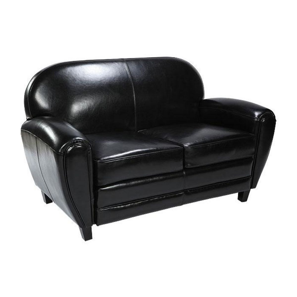 Rendez vous déco Canapé 2 places noir en croute de cuir enduite - Club