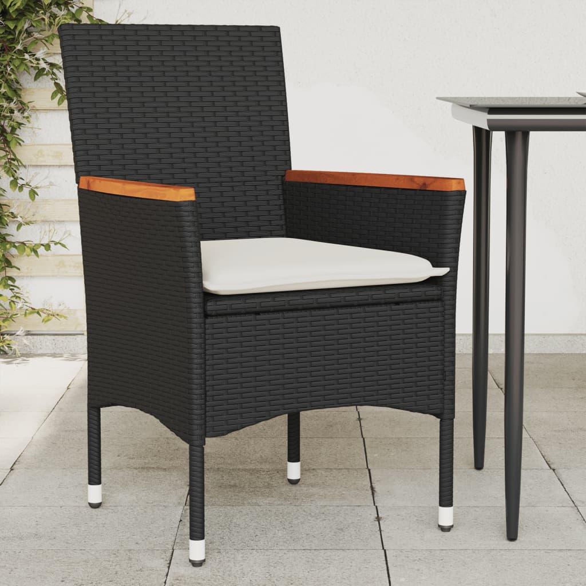 VIDAXL Chaises de jardin avec coussins lot de 2 noir resine tressee