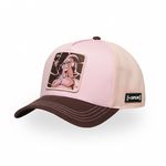 CAPSLAB Casquette trucker premium avec filet en coton sergé Dragon Ball Z Buu. Coloris disponibles : Rose