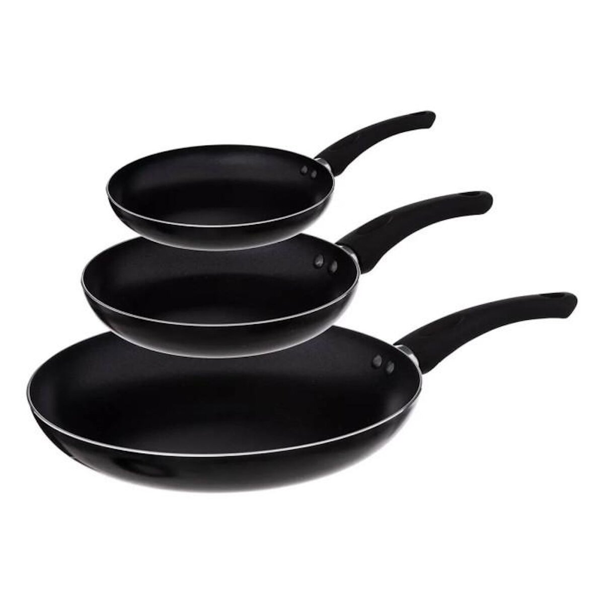 FIVE Lot de 3 Poêles en Aluminium  Indu  20-24-28cm Noir