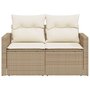 Voir la diapositive 5 : VIDAXL Canape de jardin avec coussins 2 places beige resine tressee
