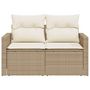 Voir la diapositive 5 : VIDAXL Canape de jardin avec coussins 2 places beige resine tressee