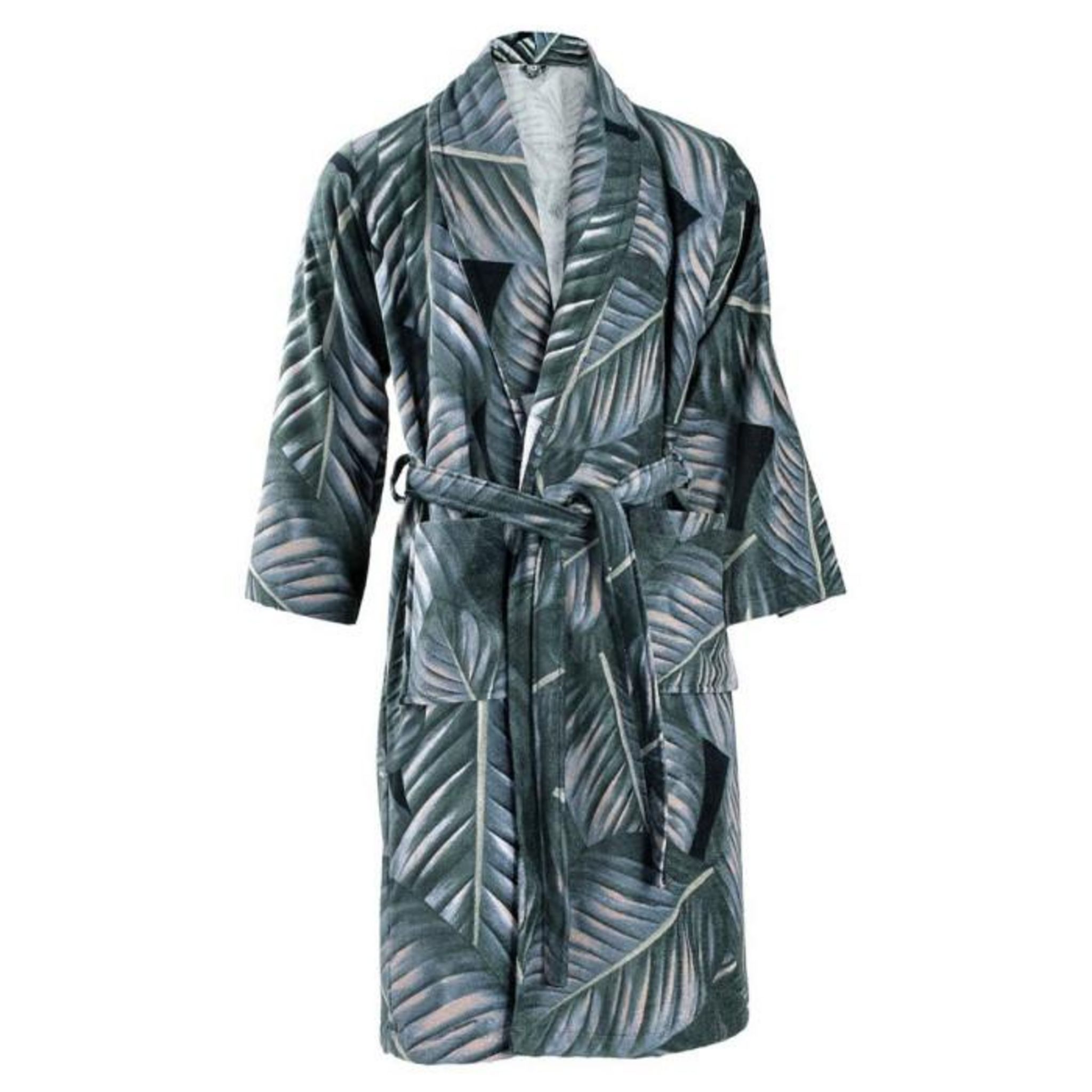 Paris Prix Peignoir de Bain en Coton  Tropical  Noir & Vert. Coloris disponibles : Noir