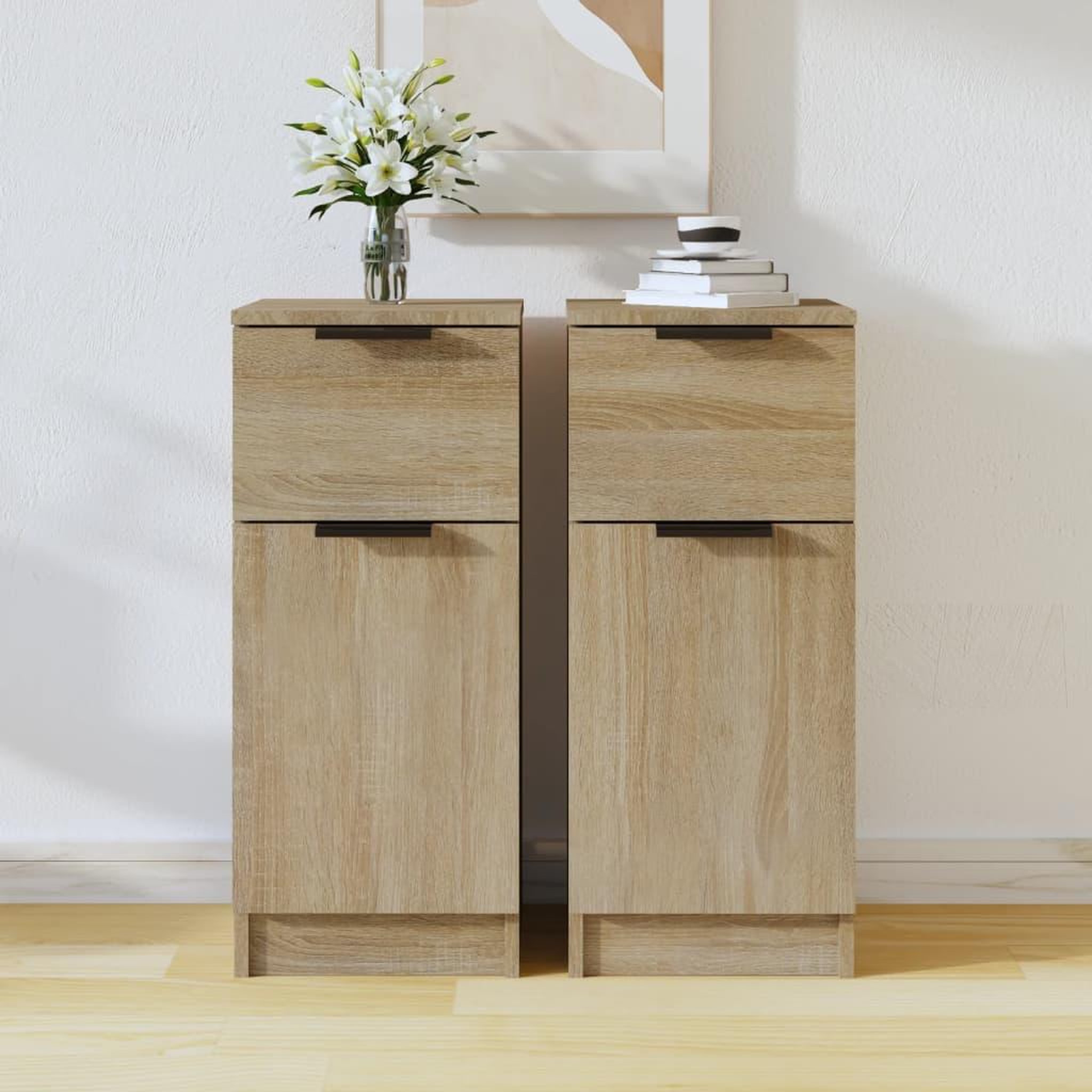 Voir la diapositive 1 : VIDAXL Buffets 2 pcs Chene Sonoma 30x30x70 cm Bois d'ingenierie