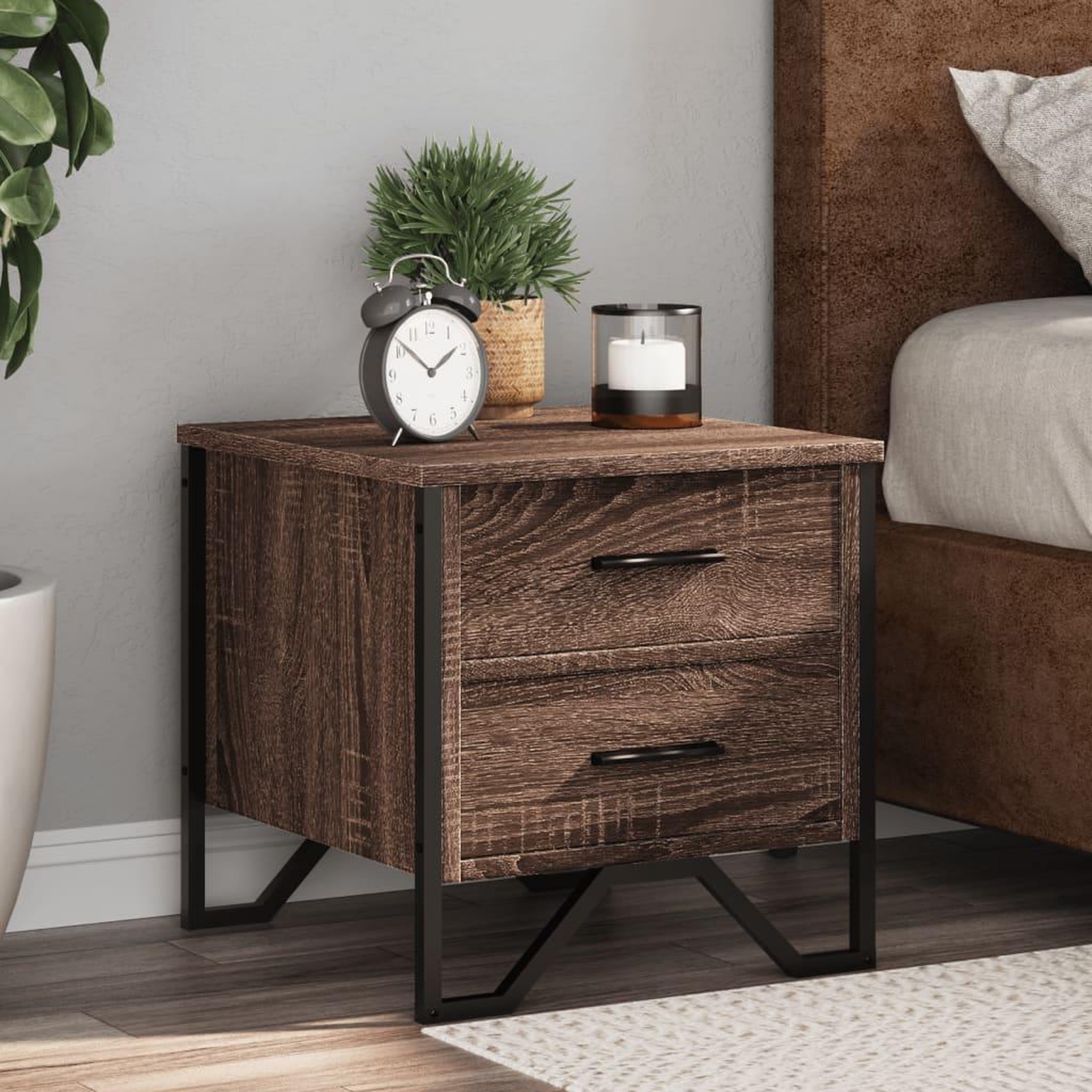 VIDAXL Table de chevet chene marron 40x41x40 cm bois d'ingenierie