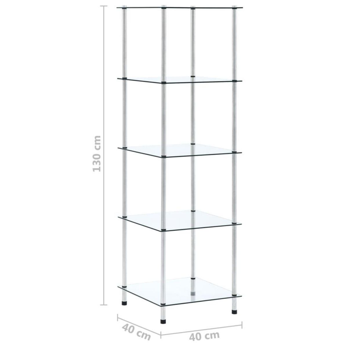 VIDAXL Etagere 5 niveaux Transparent 40x40x130 cm Verre trempe
