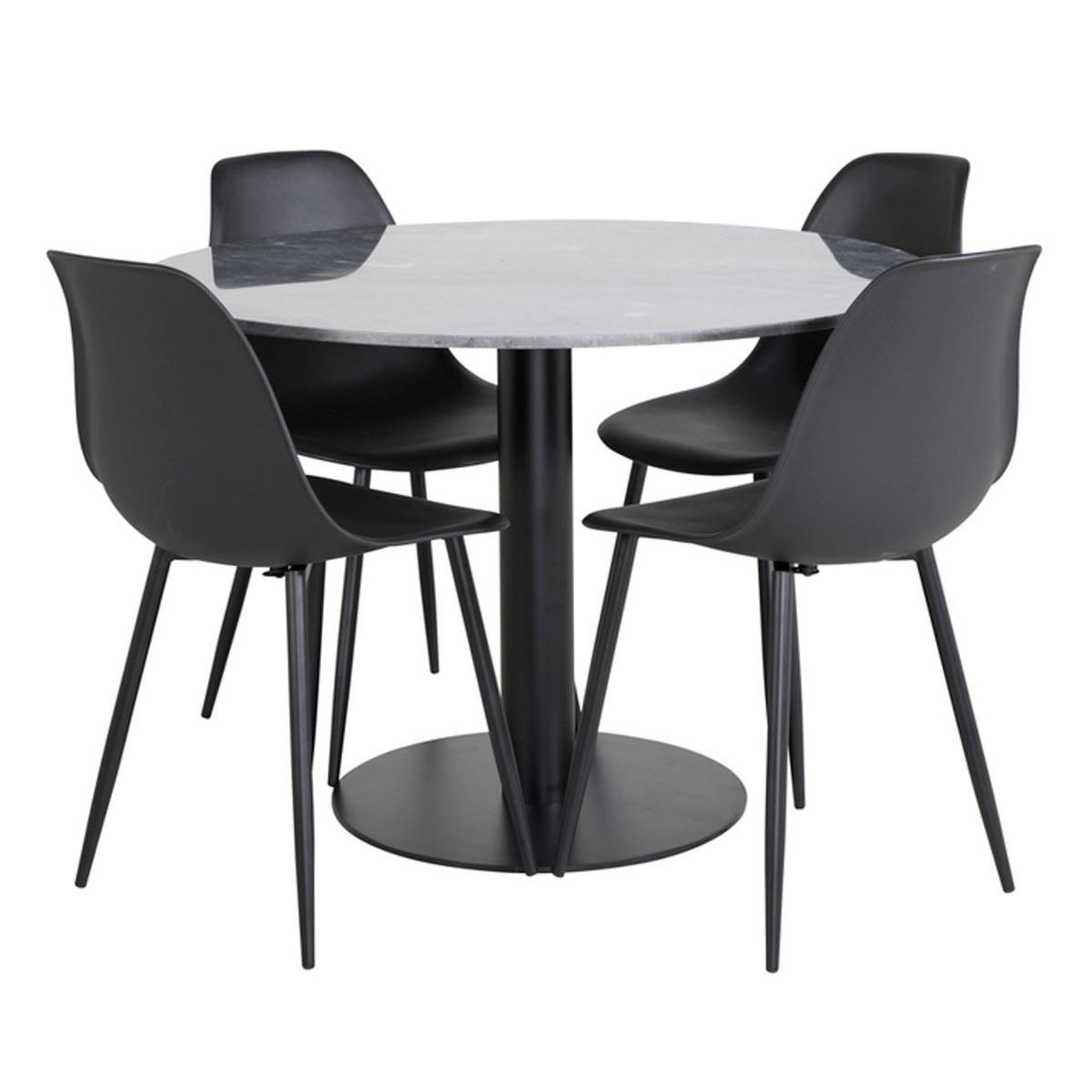 Paris Prix Ensemble table à manger & 4 chaises  estelle & polar  106cm gris foncé & noir