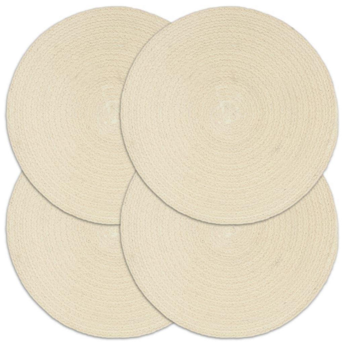 VIDAXL Napperons 4 pcs Naturel Plain 38 cm Rond Coton