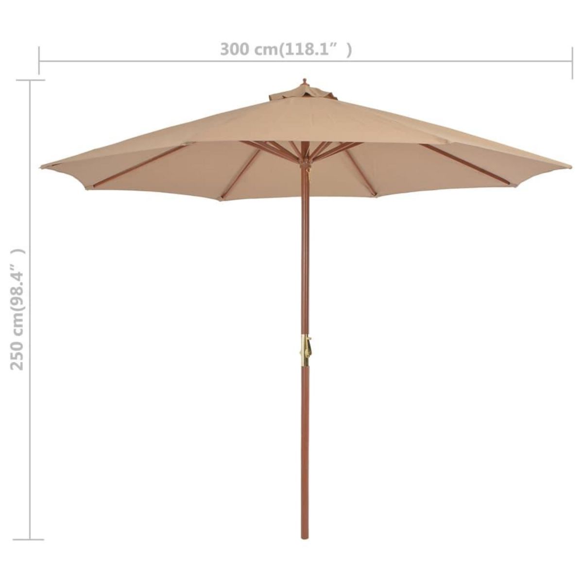 VIDAXL Parasol d'exterieur avec mat en bois 300 cm taupe