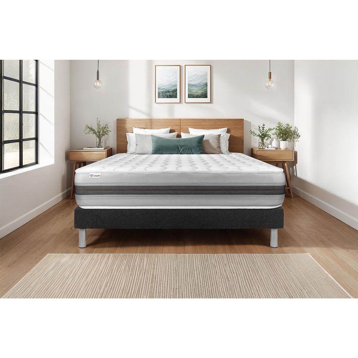 VITALIT Ensemble VITALSPRING RECOVER 90 x 190 cm sommier Kit noir