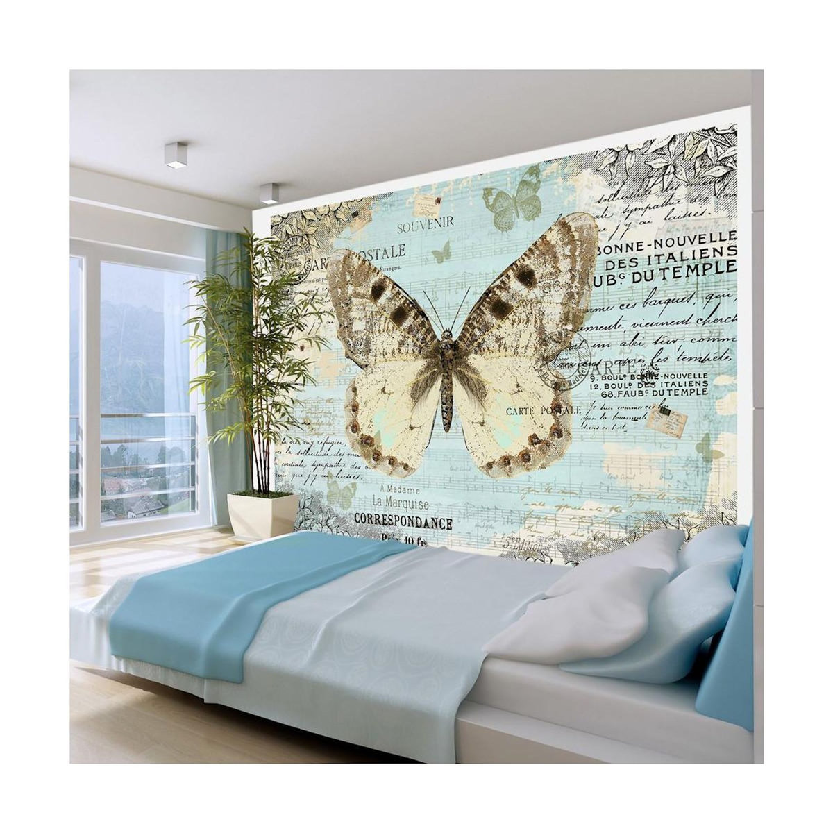 Paris Prix Papier Peint  Postcard with Butterfly