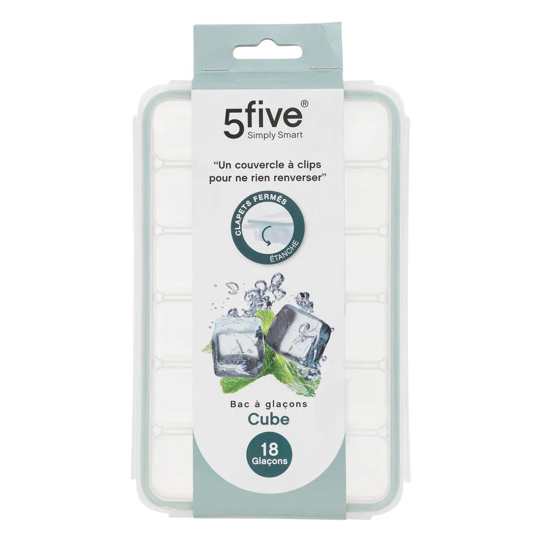 Voir la diapositive 3 : FIVE Bac à glaçons avec couvercle  18 cavités  20cm bleu artic