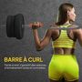 Voir la diapositive 4 : HOMCOM Ensemble d'haltères 25 kg total, barre d'haltère avec disques de poids 5 kg et 2,5 kg, barre longue, avec poignée antidérapante, exercices de fitness entraînement à la maison et gym, noir