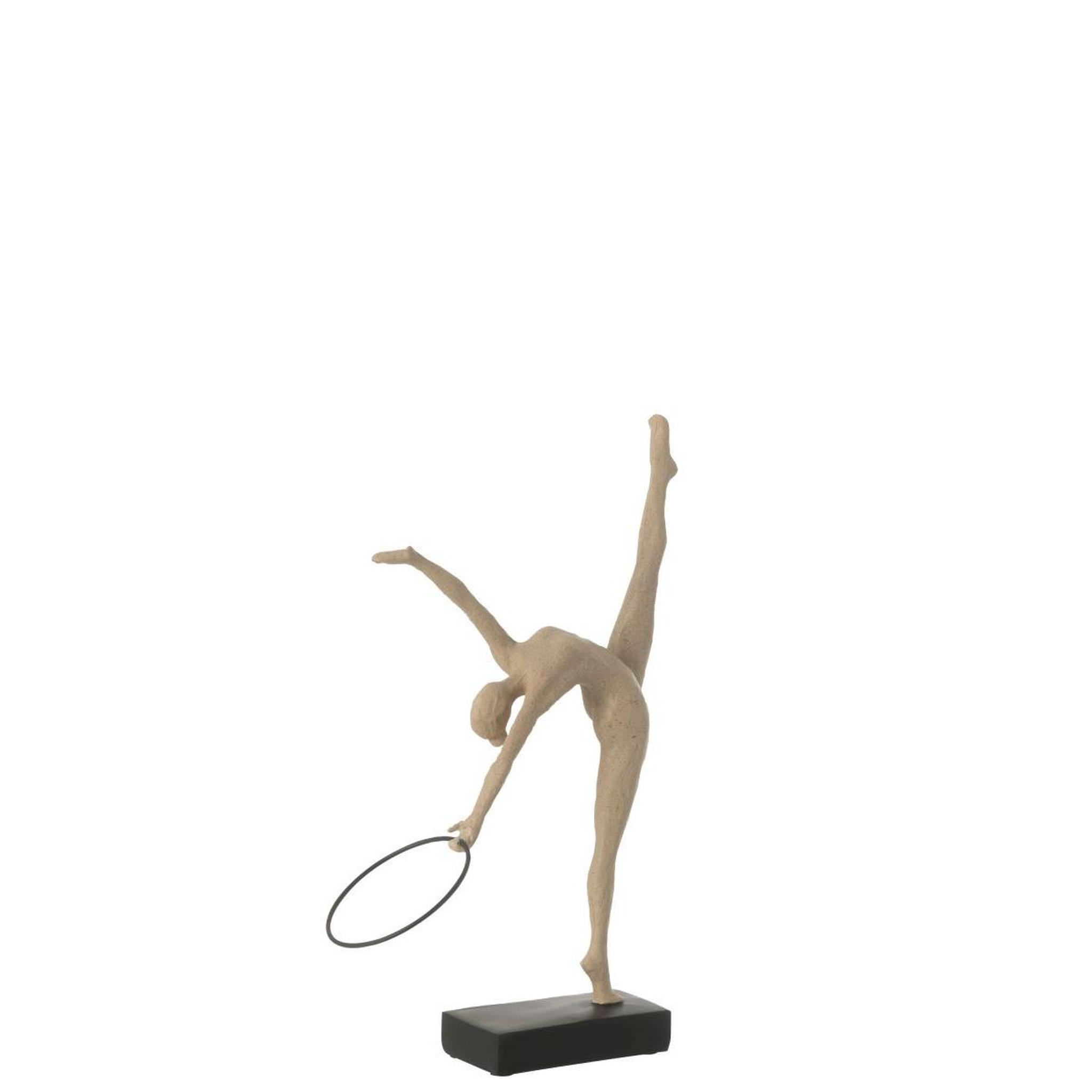 Voir la diapositive 2 : J-LINE Gymnaste cerceau sur socle  écart  36cm beige & noir
