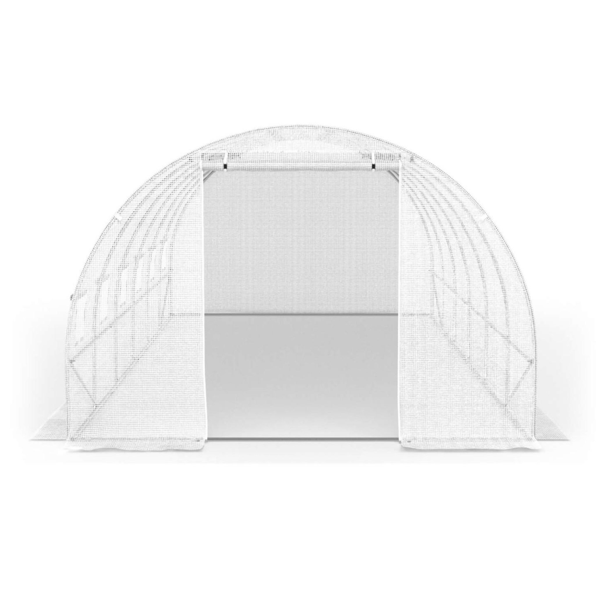 Voir la diapositive 3 : ID MARKET Bâche de rechange pour serre de jardin tunnel 18m² 6 x 3 x 2 m anti-uv avec porte et fenêtres crimée blanche