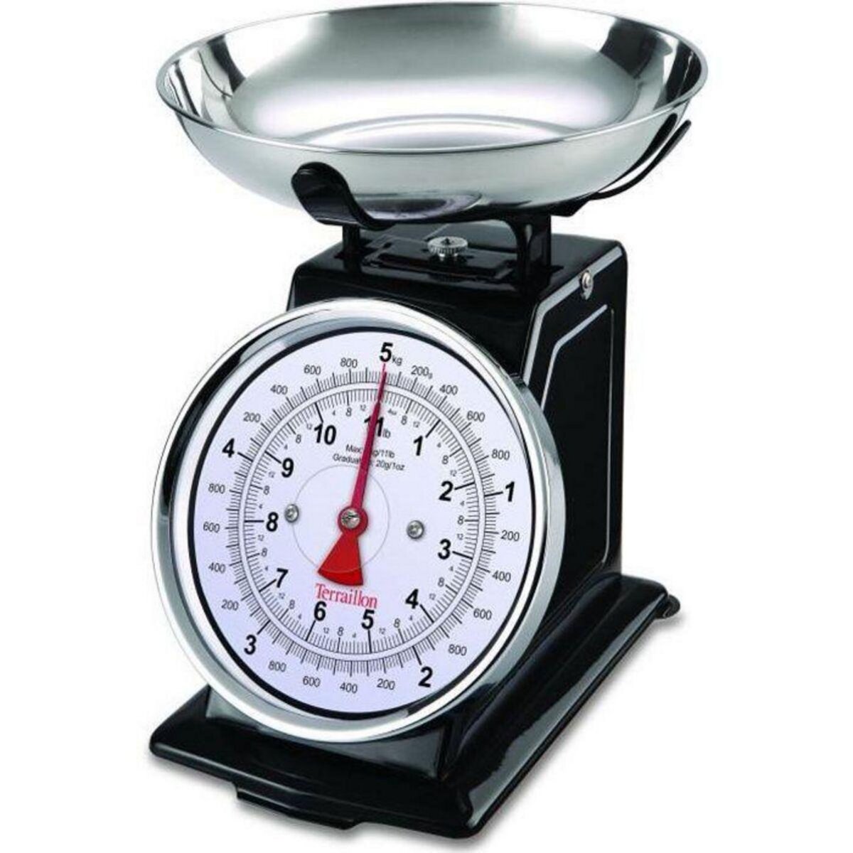 Terraillon Balance de cuisine mécaniques 5kg/20g noire - 14477