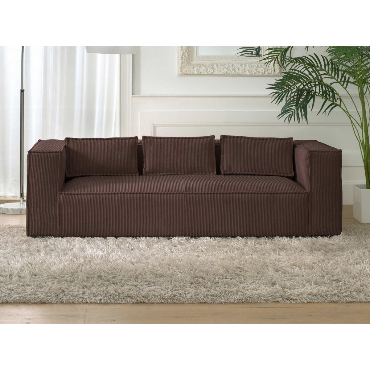 LISA DESIGN Stella - canapé fixe 3 places - en velours côtelé - style contemporain