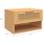 Voir la diapositive 4 : ID MARKET Lot de 2 tables de chevet murales ROBERT 1 tiroir avec niche effet naturel cannage et bois