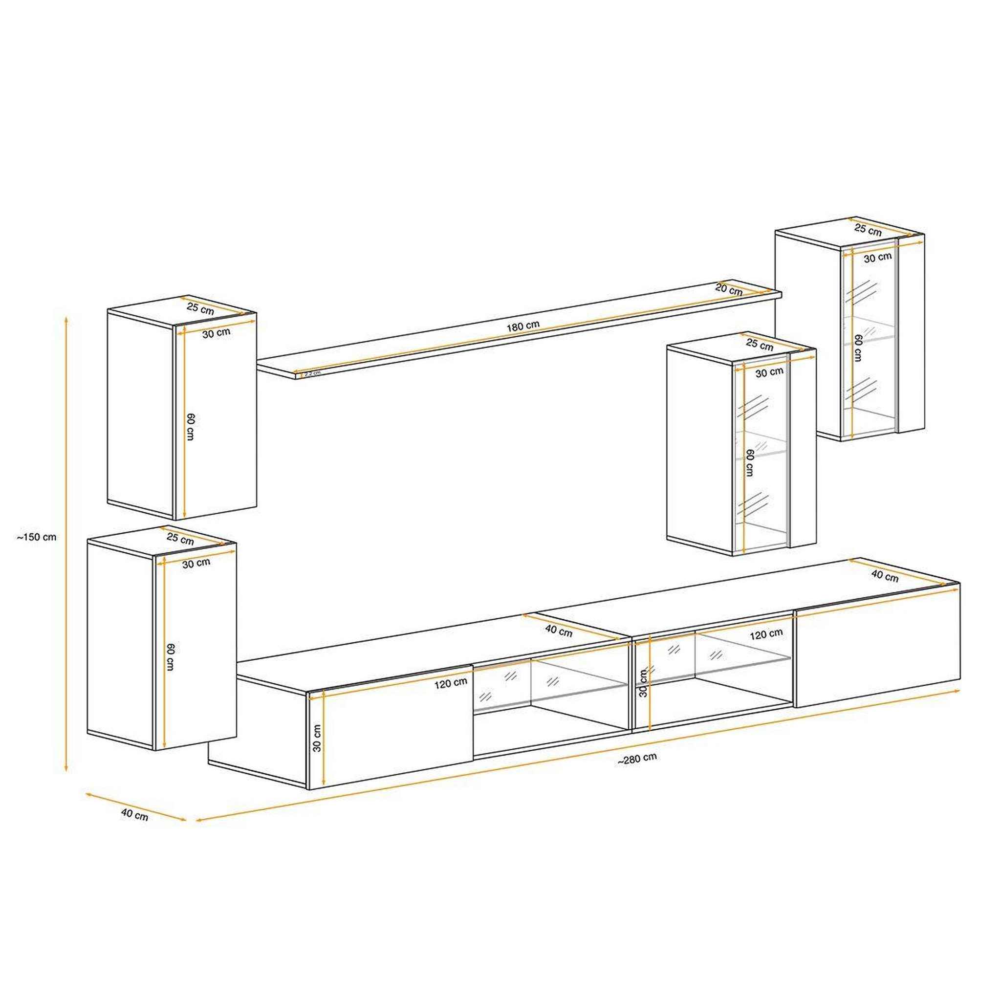 Voir la diapositive 3 : Paris Prix Ensemble meuble tv design  switch xxv  280cm blanc