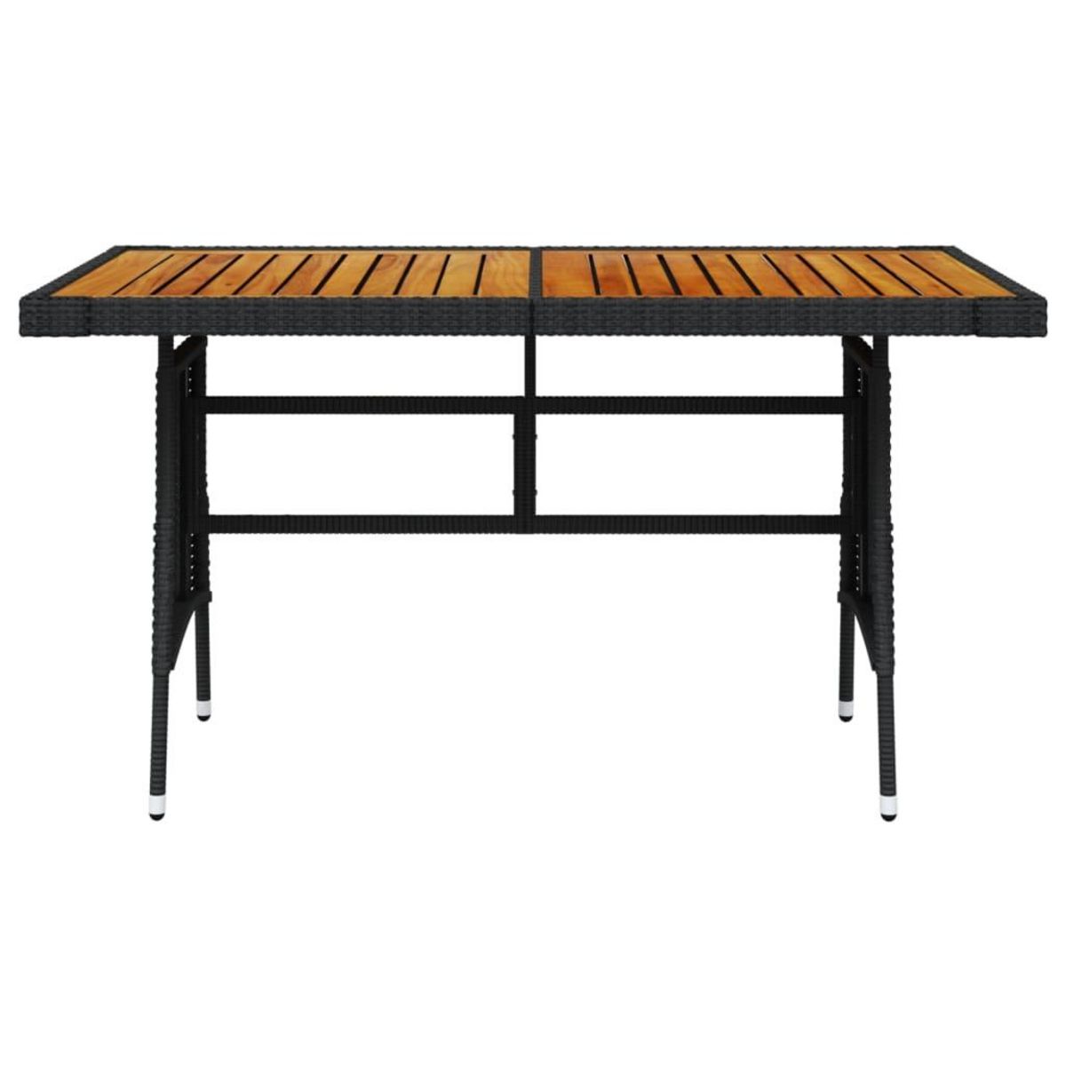 VIDAXL Table de jardin Noir 130x70x72 cm Resine tressee et acacia