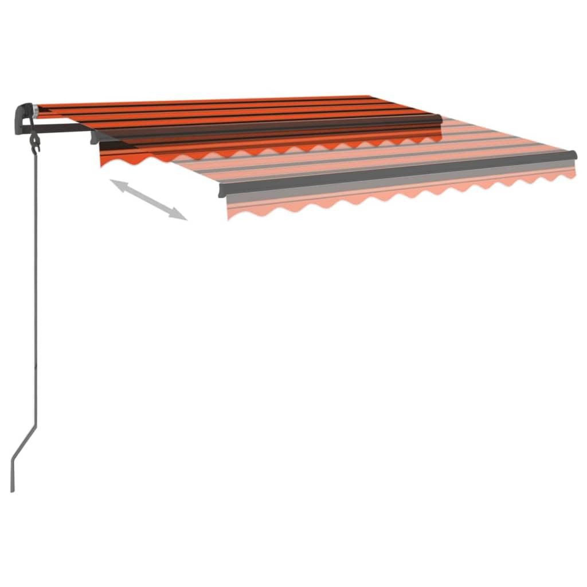 Voir la diapositive 4 : VIDAXL Auvent manuel retractable avec poteaux 3x2,5 m Orange et marron
