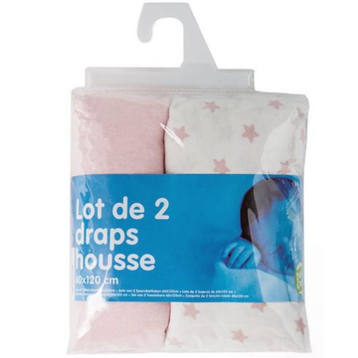 Babycalin Lot de 2 draps housse pour lit bébé étoiles 60 x 120 cm