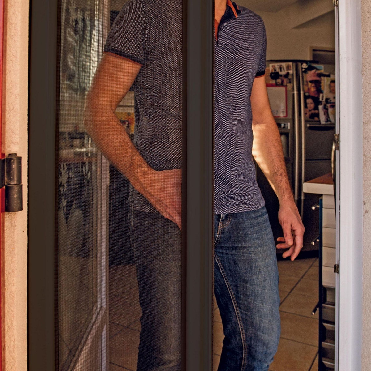 WERKAPRO Porte moustiquaire gris avec enrouleur 140 x 225 cm