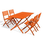 Paris Prix Ensemble Table de Jardin Pliante & 4 Chaises  Marius  140cm Orange