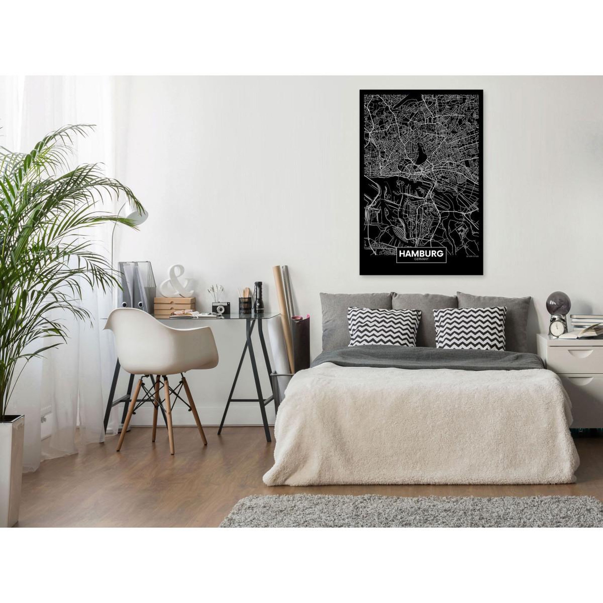 Voir la diapositive 2 : Paris Prix Tableau Imprimé  Dark Map of Hamburg