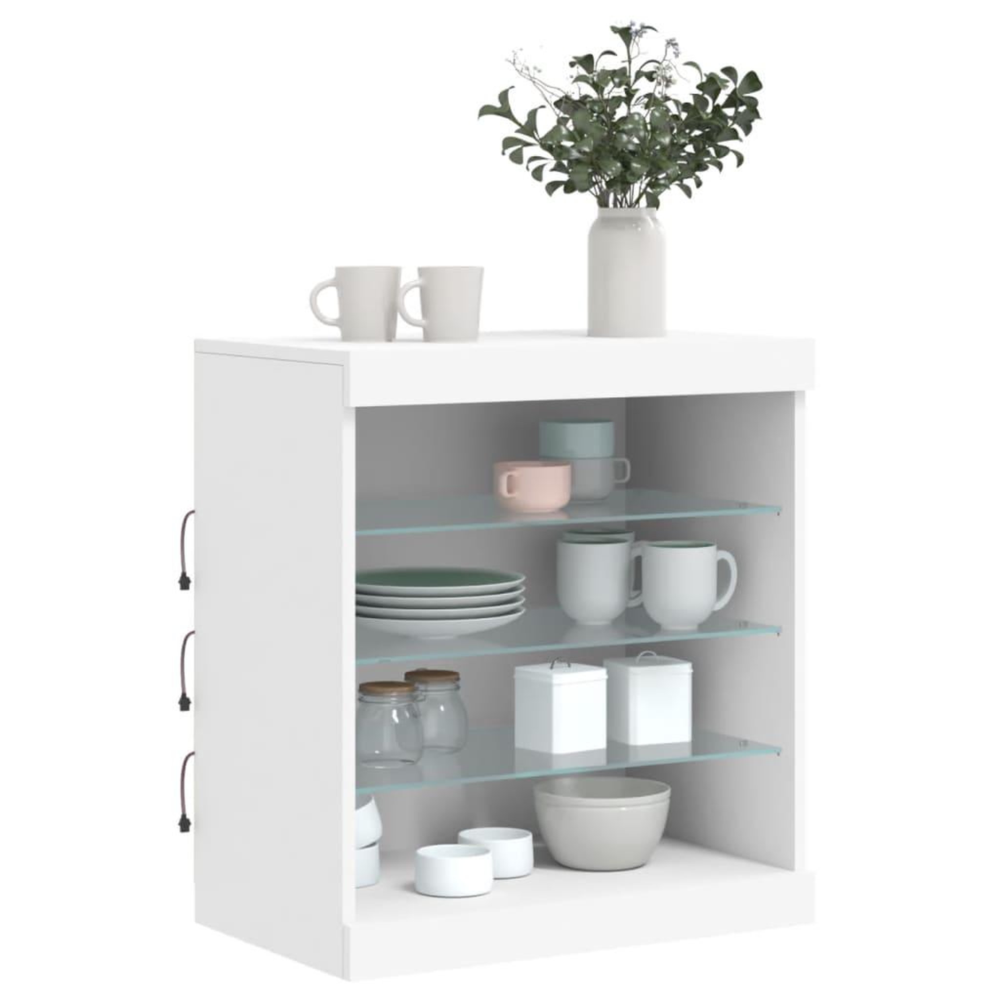 Voir la diapositive 4 : VIDAXL Buffet avec lumieres LED blanc 60,5x37x67 cm