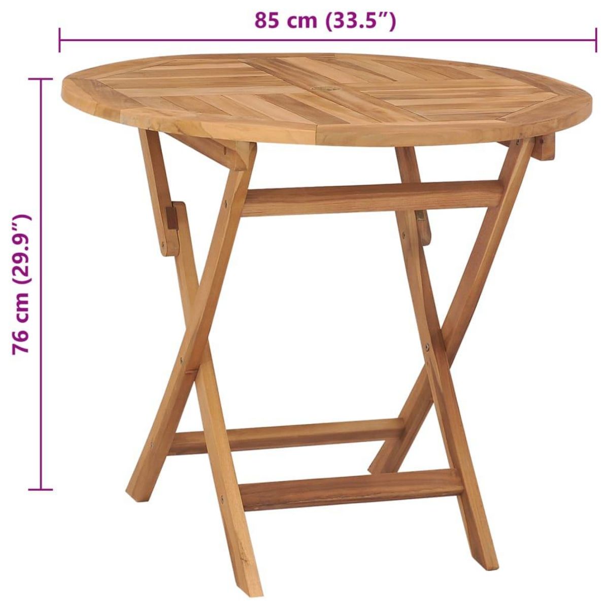 VIDAXL Table pliable de jardin 85x76 cm Bois de teck solide