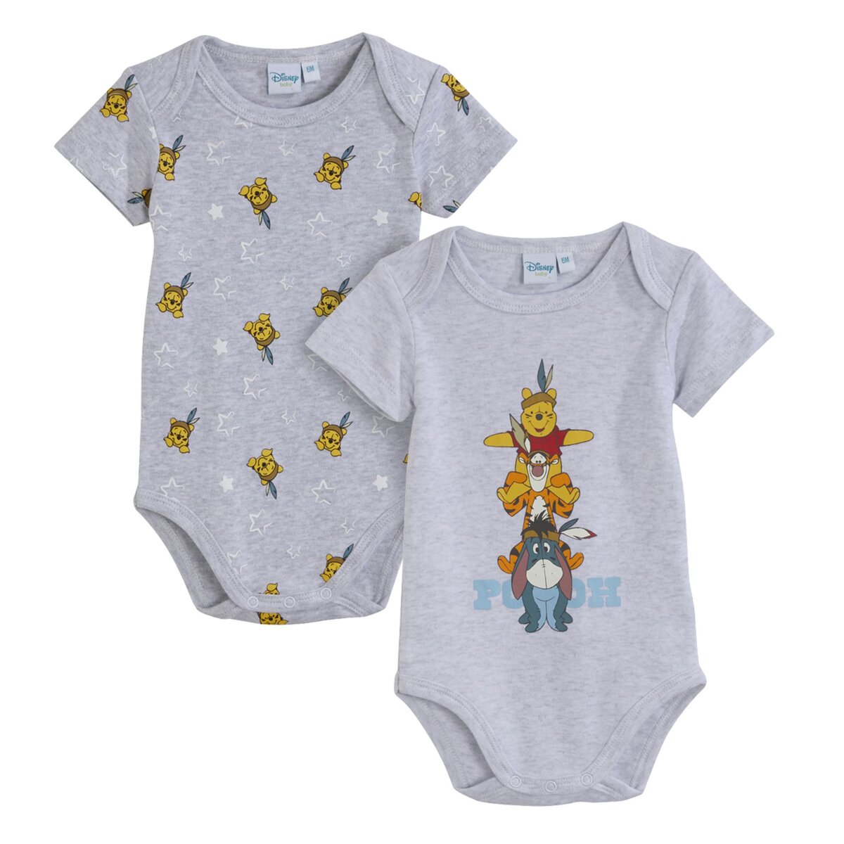 INEXTENSO Lot de 2 bodies manches courtes Winnie bébé garçon