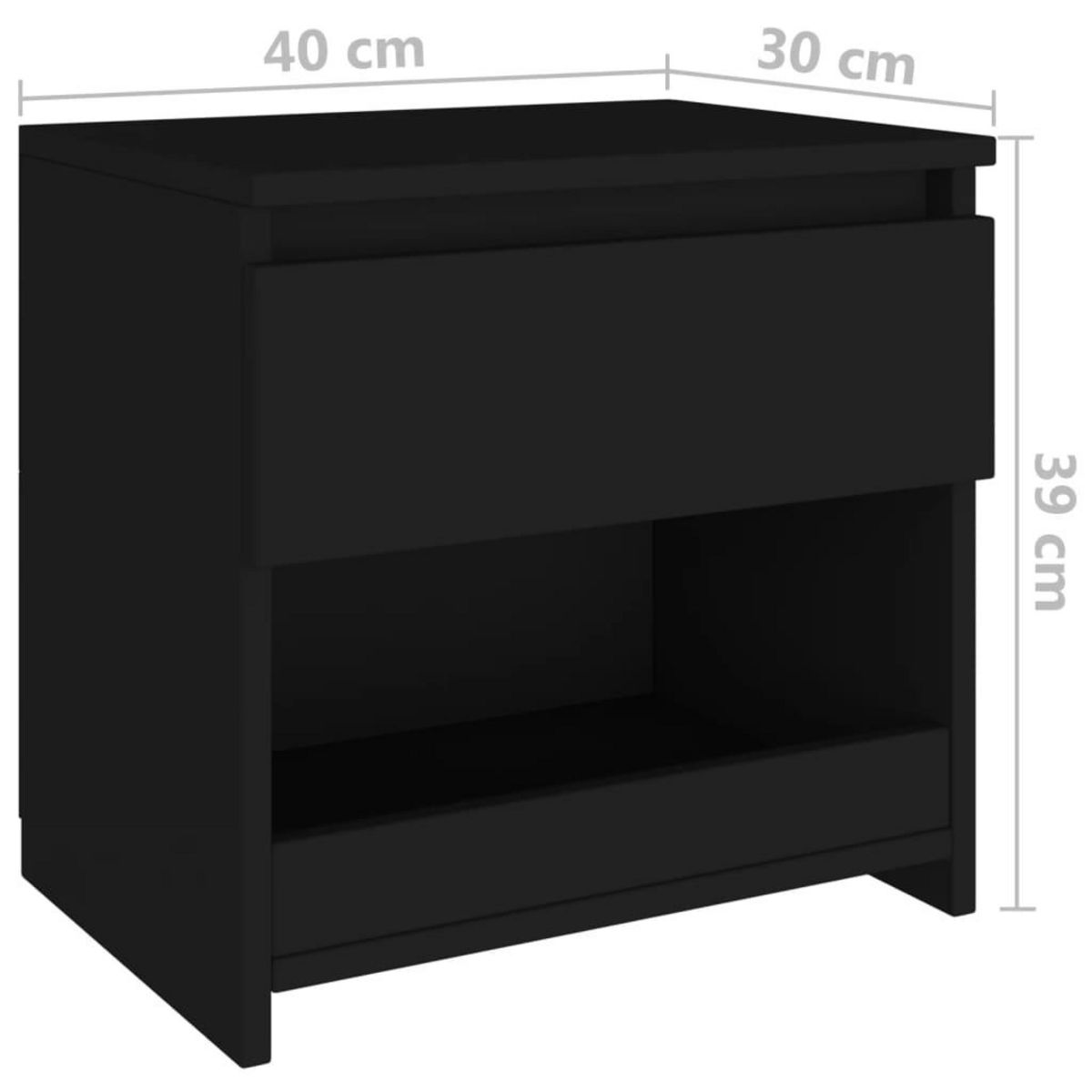 VIDAXL Table de chevet Noir 40x30x39 cm Agglomere