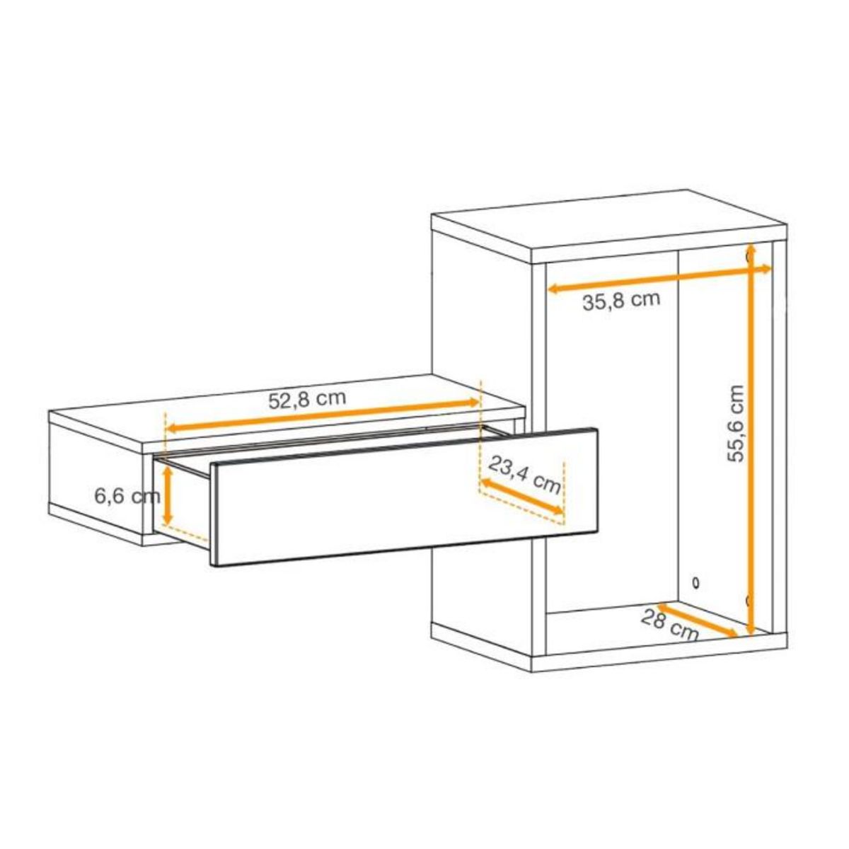 Paris Prix Étagère Murale & Tiroir Design  Easy  100cm Noir