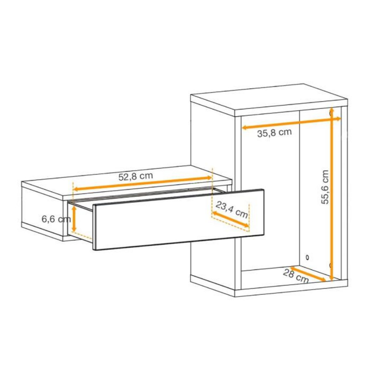 Paris Prix Étagère Murale & Tiroir Design  Easy  100cm Noir